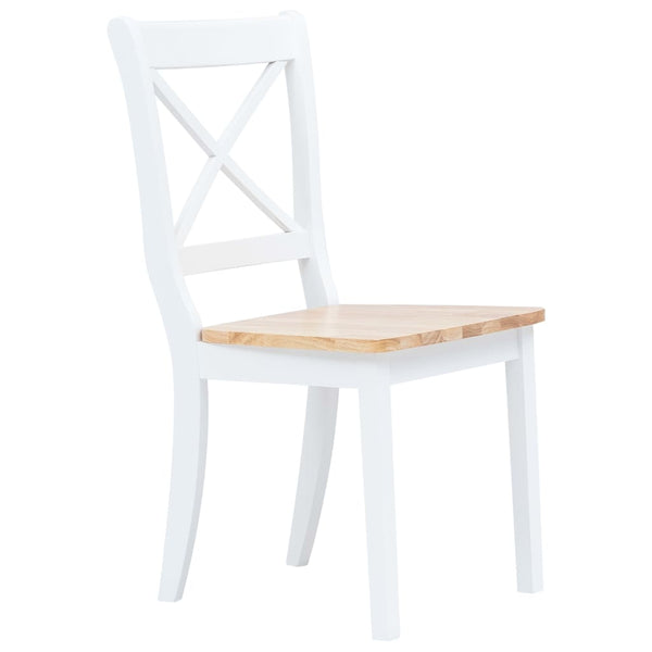 Dining Chairs 6 Pcs White And Light Wood Solid Rubber