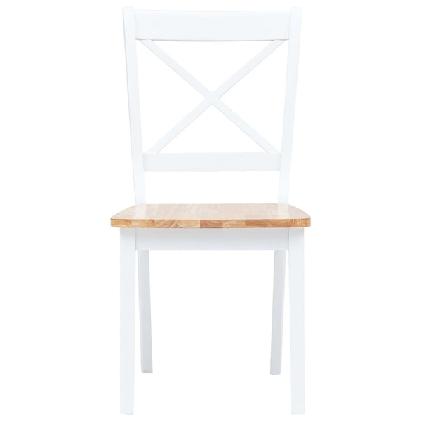 Dining Chairs 6 Pcs White And Light Wood Solid Rubber