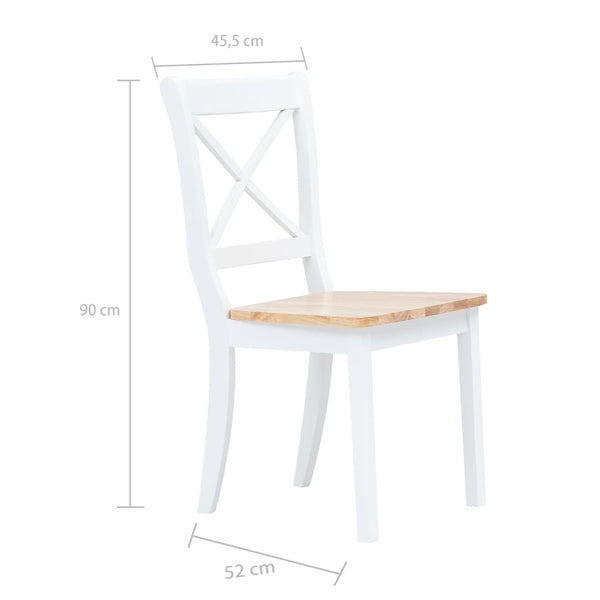 Dining Chairs 6 Pcs White And Light Wood Solid Rubber