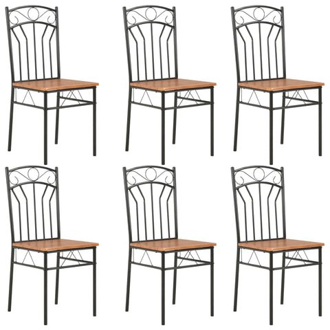 Dining Chairs 6 Pcs Brown Mdf