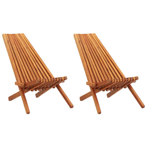 Loungers Folding Outdoor Lounge Chairs 2 Pcs Solid Acacia Wood