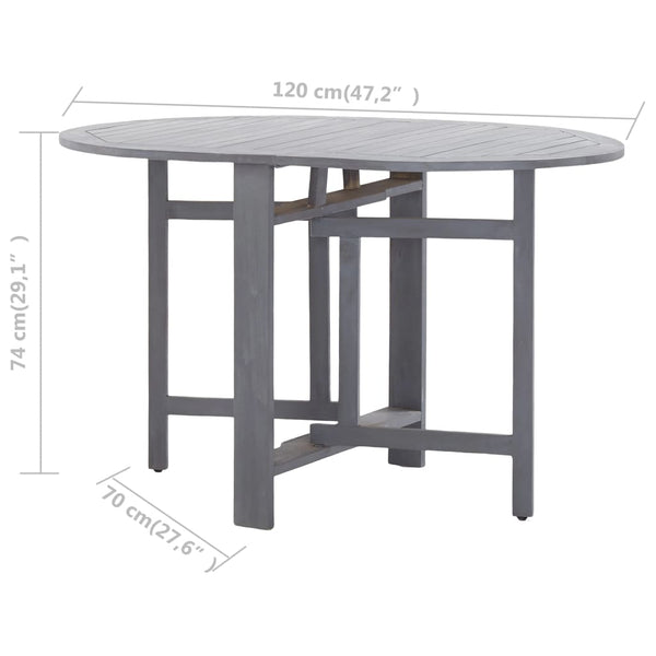 Garden Table Grey 120X70x74 Cm Solid Acacia Wood