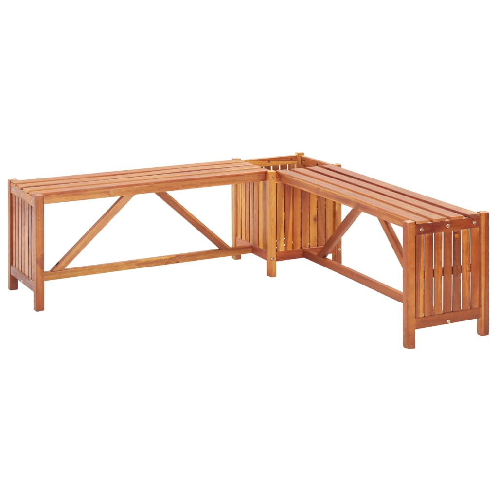 Patio Benches Garden Corner Bench With Planter 117X117x40 Cm Solid Acacia Wood