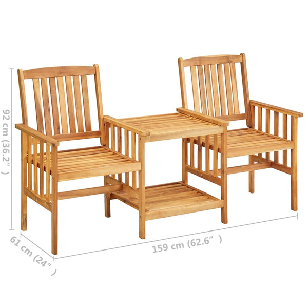 Patio Chairs Garden Chairs With Tea Table 159X61x92 Cm Solid Acacia Wood