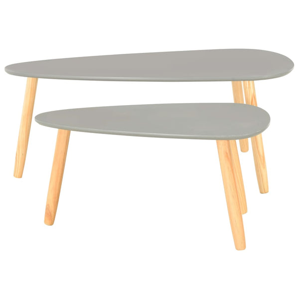 Coffee Tables 2 Pcs Grey Solid Pinewood