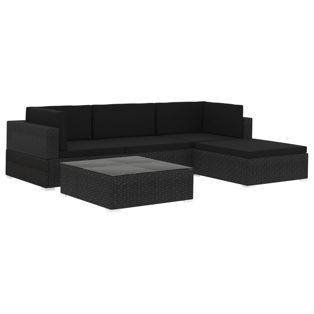 Patio Furniture Sets 5 Piece Garden Lounge Set With Cushions Poly Rattan Black