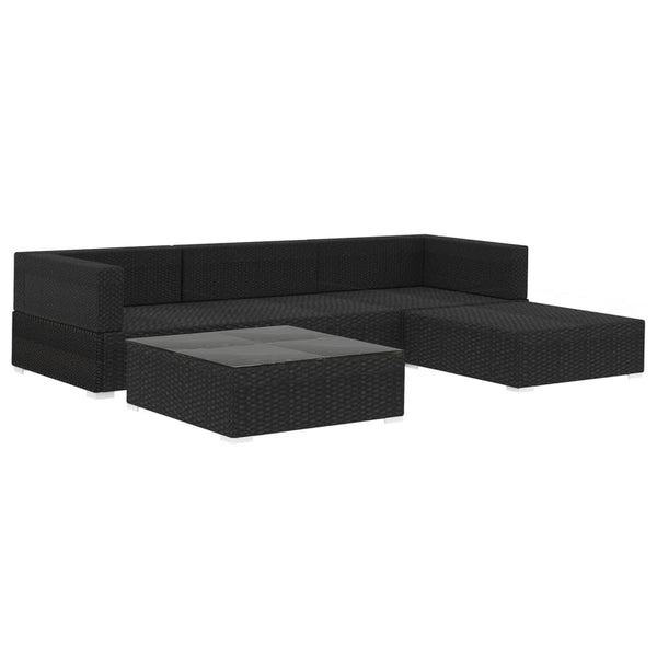 Patio Furniture Sets 5 Piece Garden Lounge Set With Cushions Poly Rattan Black