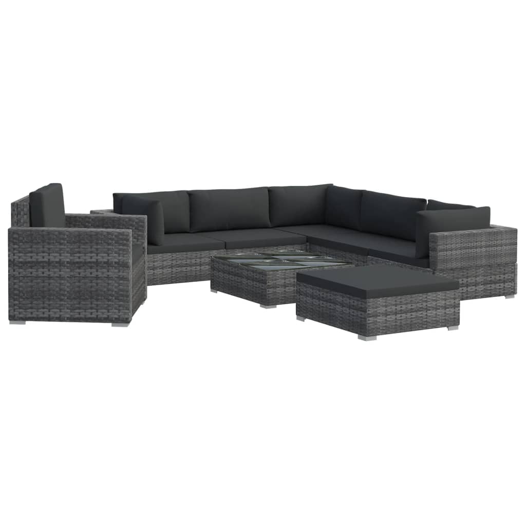 Patio Furniture Sets 8 Piece Garden Lounge Set With Cushions Poly Rattan Grey