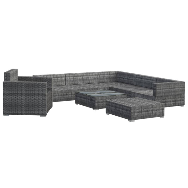 Patio Furniture Sets 8 Piece Garden Lounge Set With Cushions Poly Rattan Grey