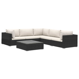 Patio Furniture Sets 6 Piece Garden Lounge Set With Cushions Poly Rattan Black