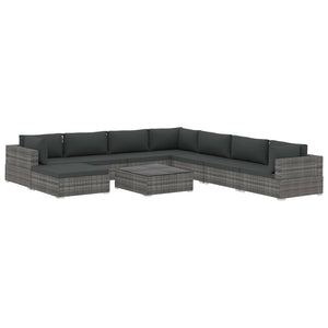 Patio Furniture Sets 9 Piece Garden Lounge Set With Cushions Poly Rattan Grey