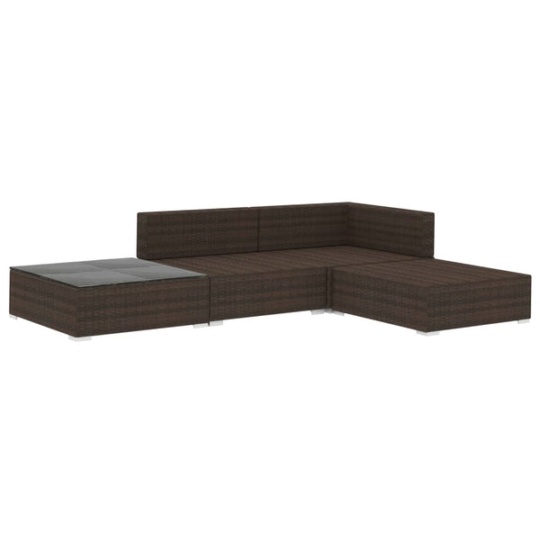 Patio Furniture Sets 4 Piece Garden Lounge Set With Cushions Poly Rattan Brown