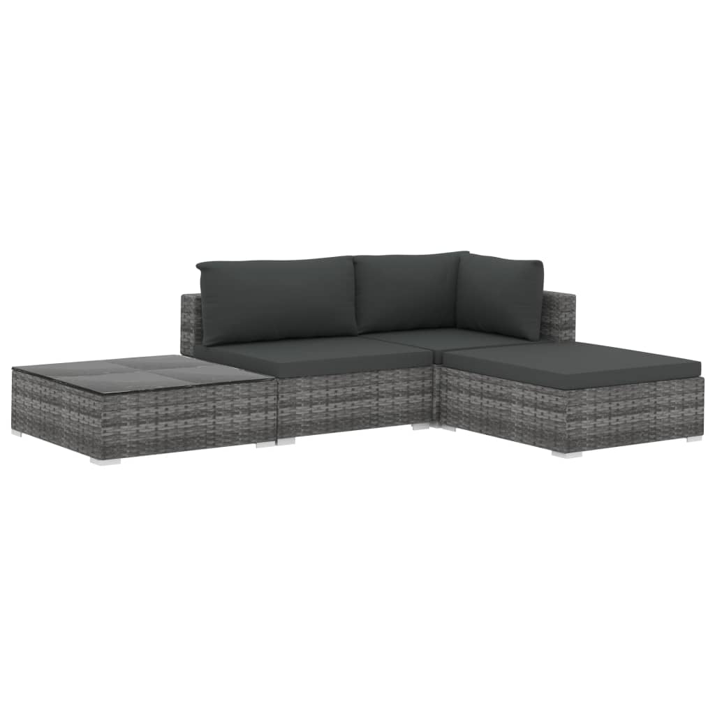 Patio Furniture Sets 4 Piece Garden Lounge Set With Cushions Poly Rattan Grey