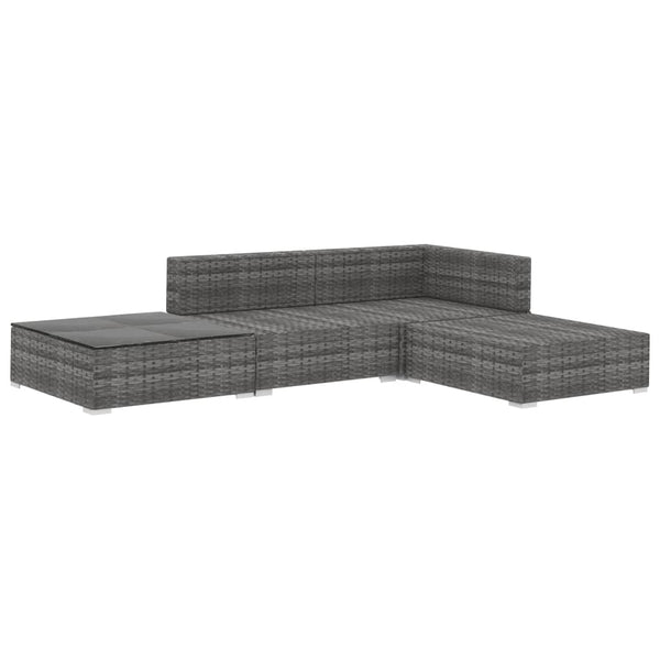 Patio Furniture Sets 4 Piece Garden Lounge Set With Cushions Poly Rattan Grey