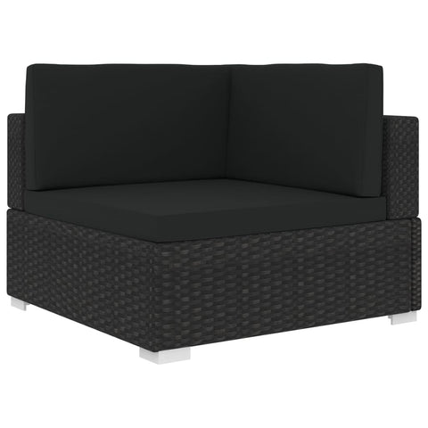 Patio Chairs Sectional Corner Chair 1 Pc With Cushions Poly Rattan Black