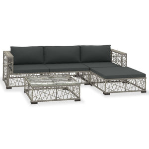 Patio Furniture Sets 5 Piece Garden Lounge Set With Cushions Poly Rattan Grey