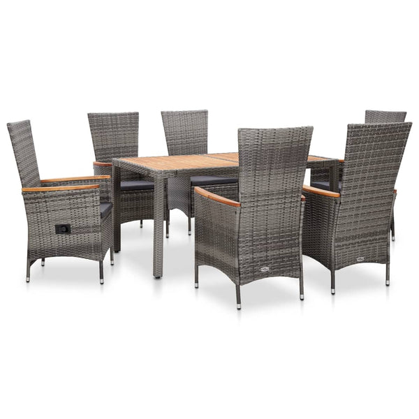 Patio Furniture Sets 7 Piece Outdoor Dining Set With Cushions Poly Rattan Grey