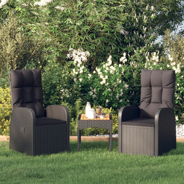 Patio Chairs Reclining Garden Chairs 2 Pcs With Cushions Poly Rattan Black