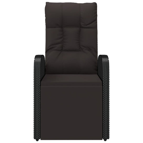 Reclining Garden Chair With Cushion Poly Rattan Black