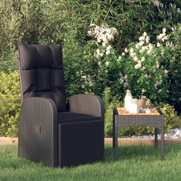 Reclining Garden Chair With Cushion Poly Rattan Black