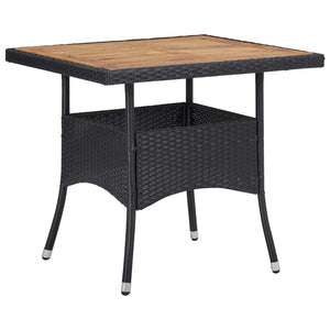 Dining Tables Outdoor Dining Table Black Poly Rattan And Solid Acacia Wood