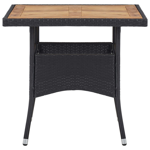 Dining Tables Outdoor Dining Table Black Poly Rattan And Solid Acacia Wood