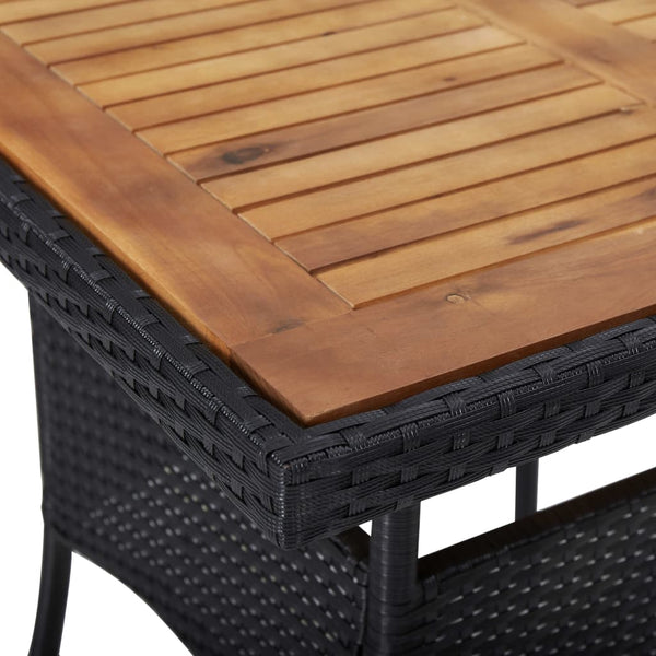 Dining Tables Outdoor Dining Table Black Poly Rattan And Solid Acacia Wood