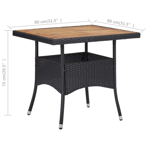 Dining Tables Outdoor Dining Table Black Poly Rattan And Solid Acacia Wood