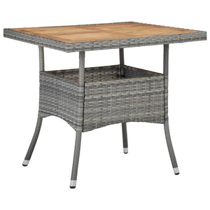 Dining Tables Outdoor Dining Table Grey Poly Rattan And Solid Acacia Wood