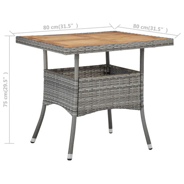 Dining Tables Outdoor Dining Table Grey Poly Rattan And Solid Acacia Wood