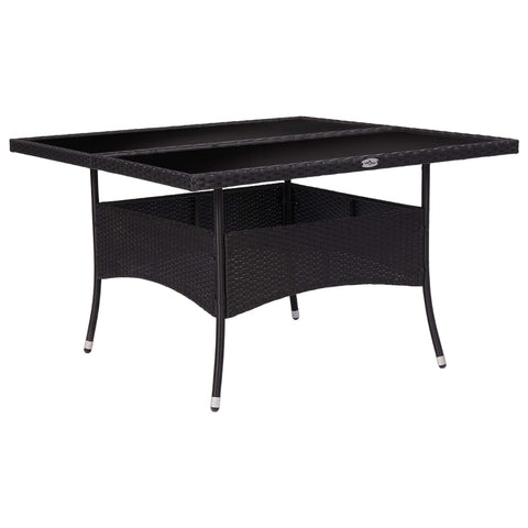 Dining Tables Outdoor Dining Table Black Poly Rattan And Glass