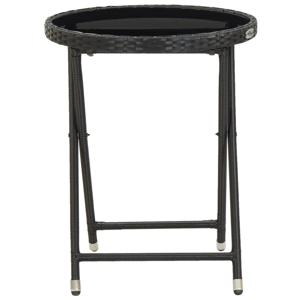 Patio & Garden Tables Tea Table Black 60 Cm Poly Rattan And Tempered Glass