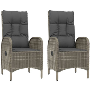 Patio Chairs Outdoor Chairs 2 Pcs Poly Rattan Grey