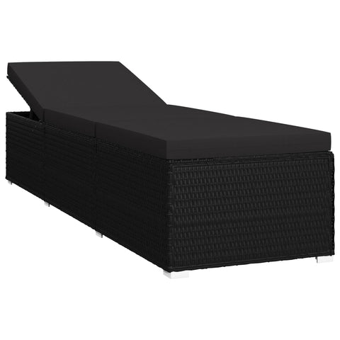 Loungers Sun Lounger With Cushion Poly Rattan Black