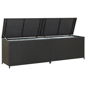 Storage Deck Boxes Garden Storage Box Poly Rattan 200X50x60 Cm Black