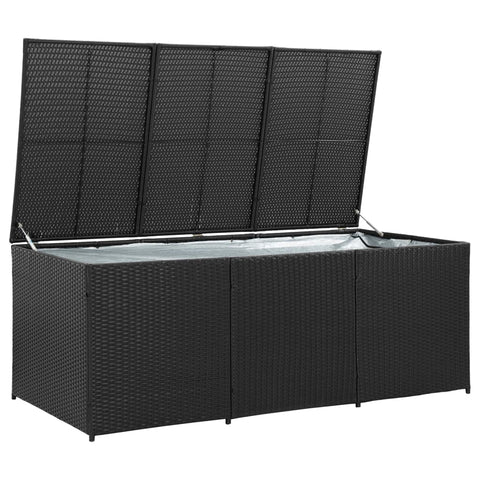 Storage Deck Boxes Garden Storage Box Poly Rattan 180X90x70 Cm Black