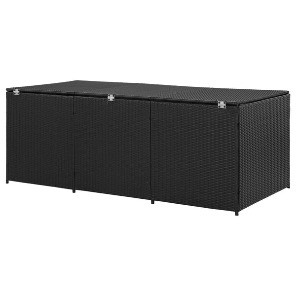 Storage Deck Boxes Garden Storage Box Poly Rattan 180X90x70 Cm Black