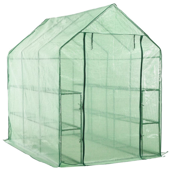 Greenhouses Walk In Greenhouse With 12 Shelves Steel 143X214x196 Cm