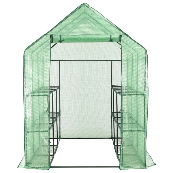 Greenhouses Walk In Greenhouse With 12 Shelves Steel 143X214x196 Cm