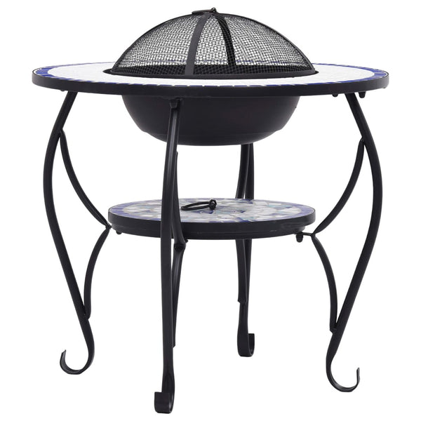 Fire Pits Mosaic Fire Pit Table Blue And White 68 Cm Ceramic