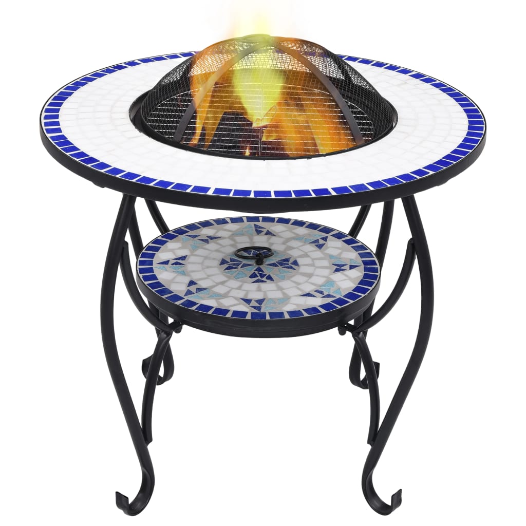 Fire Pits Mosaic Fire Pit Table Blue And White 68 Cm Ceramic