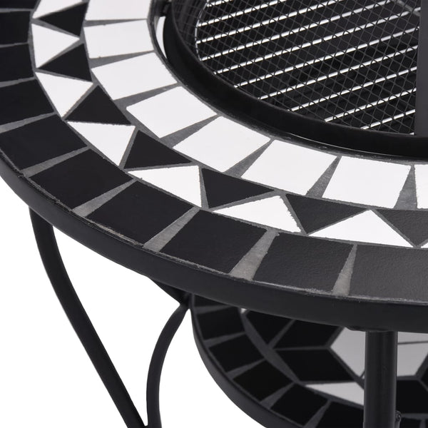 Fire Pits Mosaic Fire Pit Table Black And White 68 Cm Ceramic