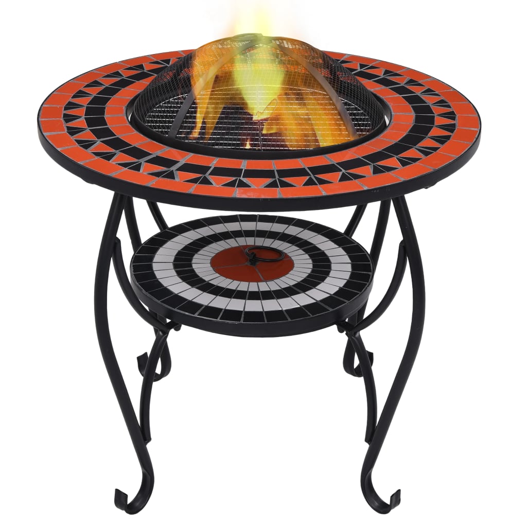 Fire Pits Mosaic Fire Pit Table Terracotta And White 68 Cm Ceramic