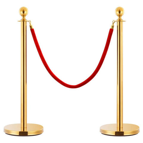 Caution & Flagging Tapes 3 Piece Vip Queue Barrier Set Stainless Steel Gold