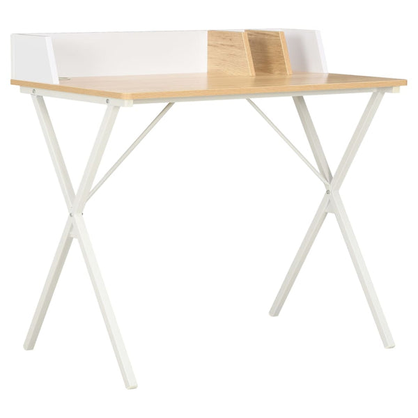 Home Office Desks Desk White And Natural 80X50x84 Cm