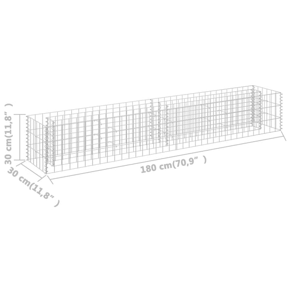 Raised Garden Beds Gabion Raised Bed Galvanised Steel 180X30x30 Cm