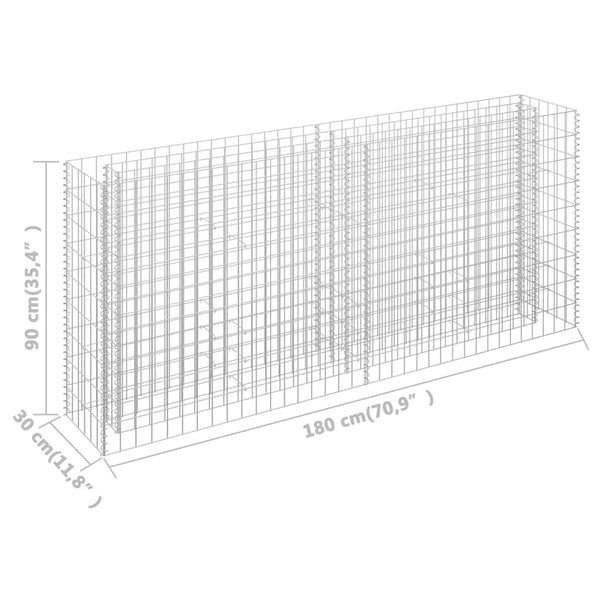 Raised Garden Beds Gabion Raised Bed Galvanised Steel 180X30x90 Cm