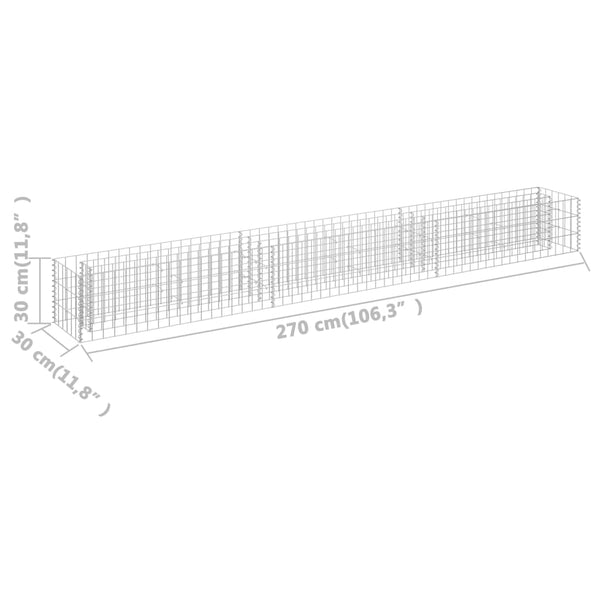 Raised Garden Beds Gabion Raised Bed Galvanised Steel 270X30x30 Cm