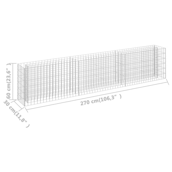 Raised Garden Beds Gabion Raised Bed Galvanised Steel 270X30x60 Cm