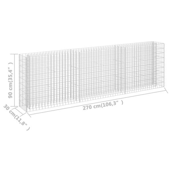 Raised Garden Beds Gabion Raised Bed Galvanised Steel 270X30x90 Cm